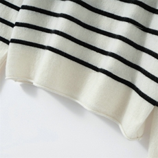 2025年秋季通勤条纹半高时尚百搭通勤休闲，女装羊绒衫，朝思纯山羊绒