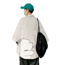 ！夏款港风冰丝衬衣男黑寸衫男白短袖衬衫男DXC281-P30，男装衬衫，电商B371