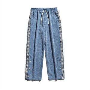 2025冬季新款加厚玉米格拼接卫裤棋盘格子休闲裤蓝GK63-P55,男装休闲裤,电商B277A（原A068）