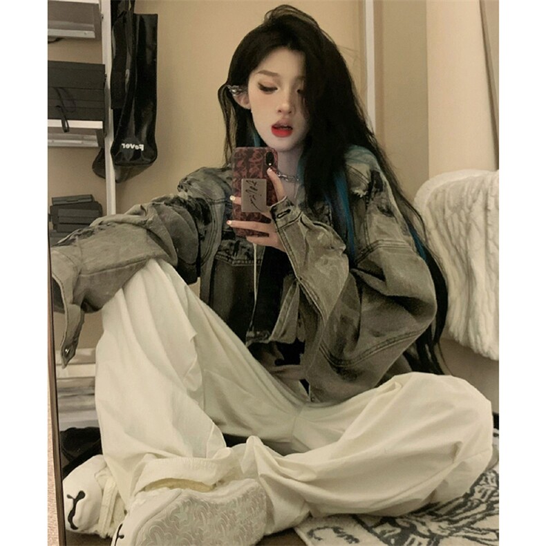 男女美式牛仔外套扎染牛仔衣夹克NT521P75,男装工装外套,星座301D-2(原星座1004-1）