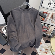 2025春季鹿皮绒圆领卫衣套头刺绣长袖外套宽松外贸现货W8551-P49，男装卫衣，星座512-4