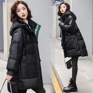 时尚保暖长款羽绒服女 修身显瘦冬季外套图片