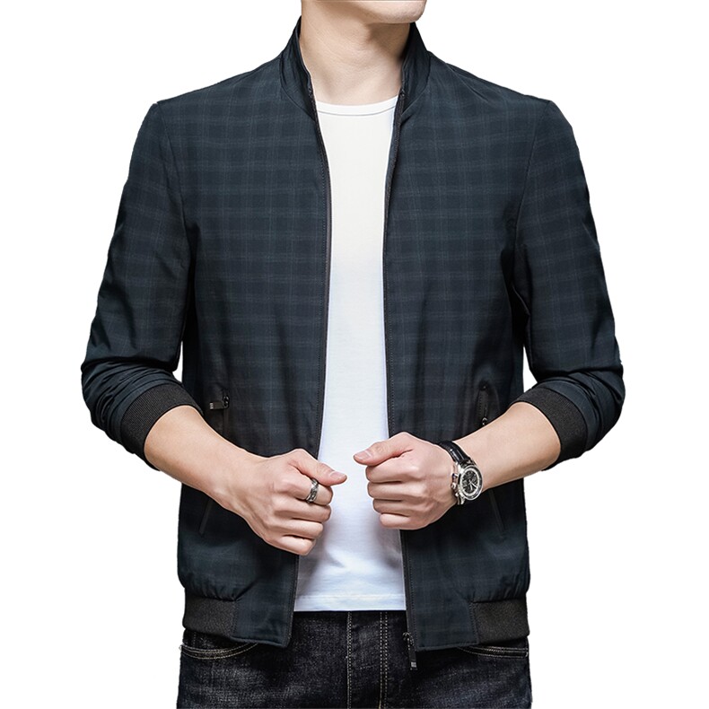 男士2022夹克秋季新款纯色中年商务休闲立领爸爸装外套上衣男,男装衬衫,电商B212（原钱塘6029）