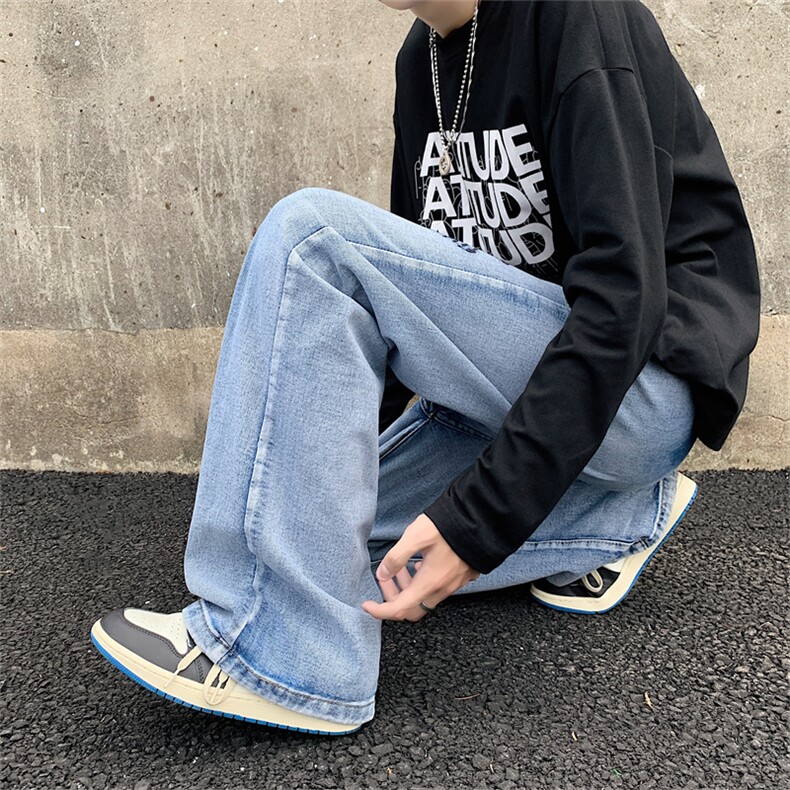 美式牛仔裤子男高街ins潮牌宽松直筒裤复古风长裤N0870-P40,男装牛仔裤,星座308B-1