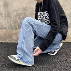 美式牛仔裤子男高街ins潮牌宽松直筒裤复古风长裤N0870-P40，男装牛仔裤，星座308B-1