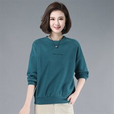 卫衣女2023春秋新款韩版宽松妈妈百搭洋气上衣字母刺绣长袖打底衫，女装卫衣/绒衫，伊满意