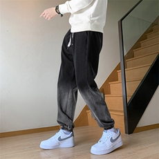 109-K133-P55秋季大码美式高街渐变水洗束口卫裤M-8XL，男装休闲裤，星座109