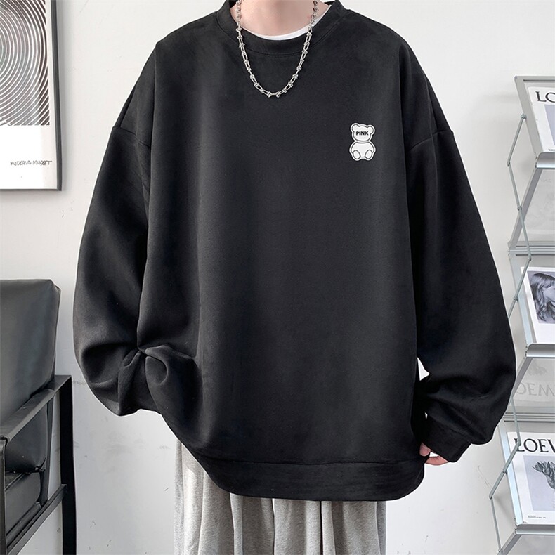 GENIOLAMODE加绒卫衣男士秋冬上衣潮牌贴标帅气青少年休闲打底衫,男装卫衣,电商A040