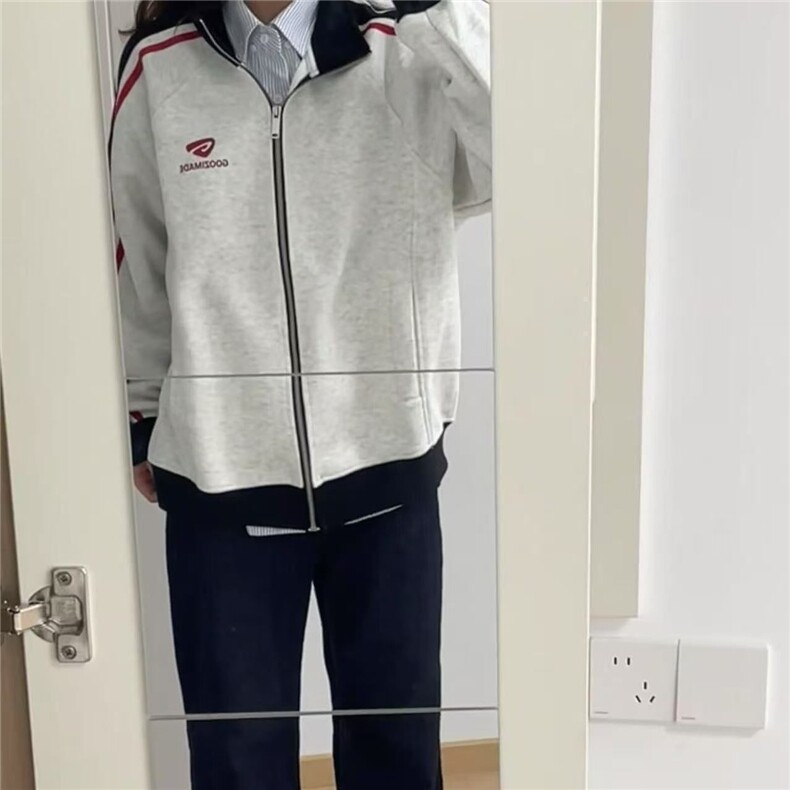 美式高街撞色拼接卫衣女秋季薄款设计感小众休闲运动开衫拉链外套,女装短外套,星座506A