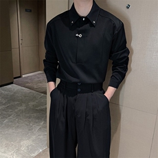 春夏红高级痞帅发型师夜店长袖衬衫男宽松休闲衬衣CS890P68，男装衬衫，电商B267