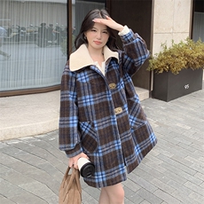2024年冬季新款格子毛呢外套女0136，女装毛呢外套，浙宝069