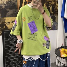 夏季短袖t恤男潮流港风版型t恤A210-A8311-P28控38，男装T恤，星座210-3