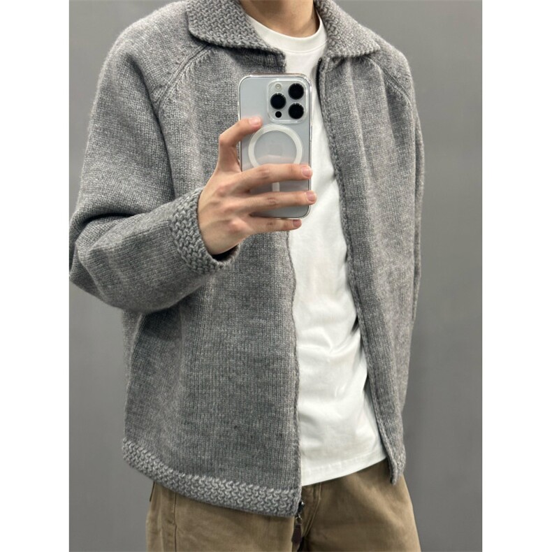 【有货】M349CC-特P65翻领毛衣开衫男慵懒拉链开衫针织外套,男装针织衫/毛衣,星座1007（原301D）