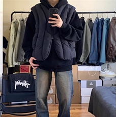 【有货】DM52-特P65时尚充棉保暖马甲廓形几何分割解构无袖外套，男装背心/马甲，星座603-2