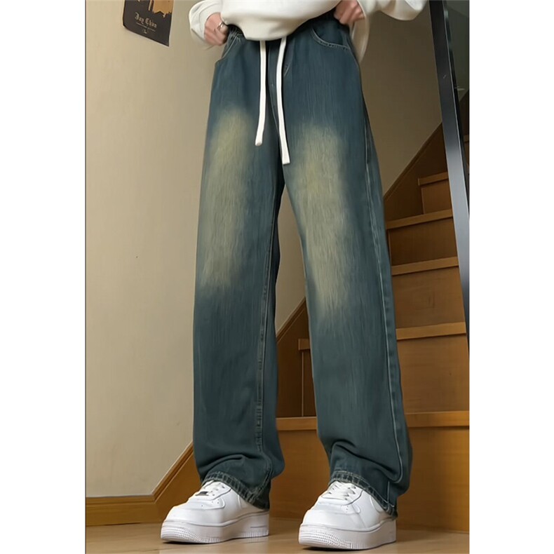 美式复古牛仔裤新款直筒宽松阔腿休闲长裤子K8463-P40【特价】,男装牛仔裤,电商A007