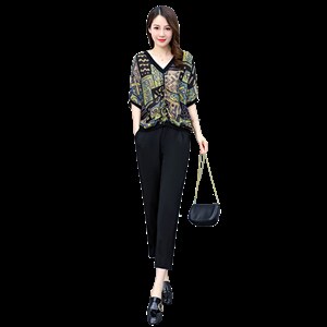 轻熟休闲套装女士2025夏季新款宽松大码蝙蝠袖上衣时尚减龄两件套，女装套装/套裙，灵力轩