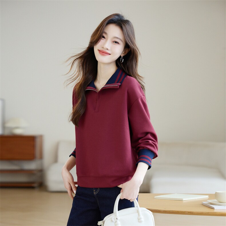 长期有货立领卫衣女2026年春秋新款洋气小个子半拉链气质休闲上衣，女装短外套，璐依舞