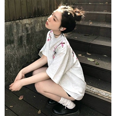 万针全刺绣工艺抖音得物高品质260克重磅纯棉双纱美式高街短袖T恤，男装T恤，电商A486