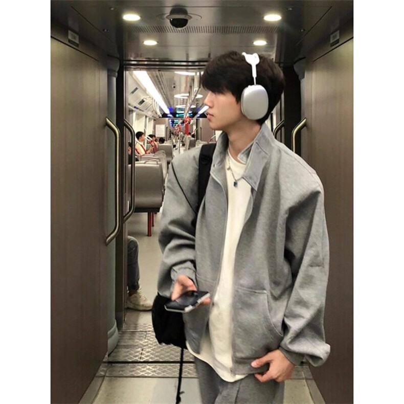 灰色外套开衫卫衣夹克休闲长裤一整套搭配KZ104特P55JK02特P78,男装夹克,星座908-1
