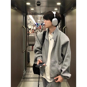 灰色外套开衫卫衣夹克休闲长裤一整套搭配 KZ104特P55 JK02特P78图片