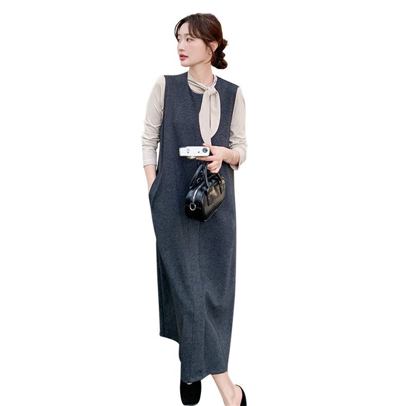 大货已出韩系针织蝴蝶结打底背心长裙两件套F711-P165-K268,女装套装/套裙,2C255