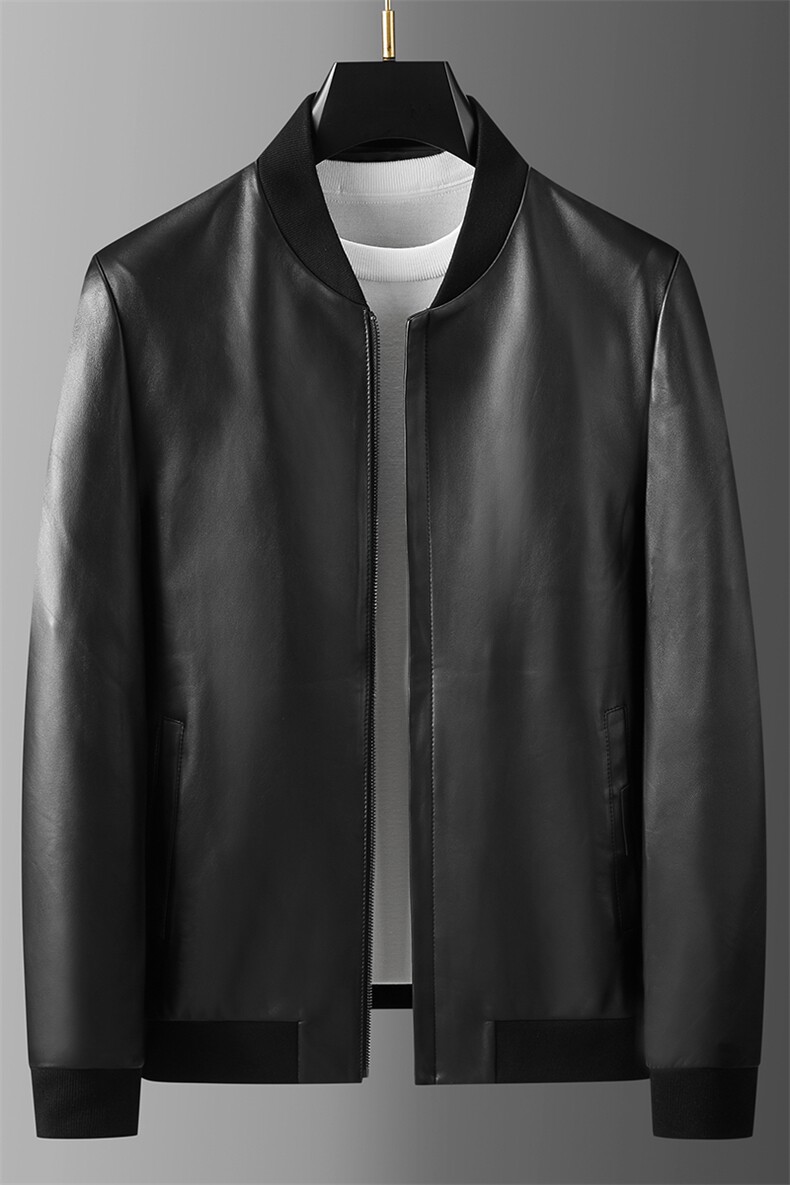 男式秋冬季新款翻领羊皮皮衣男装夹克外套MSNABST-88083-P650，男装皮衣，电商B212（原钱塘6029）