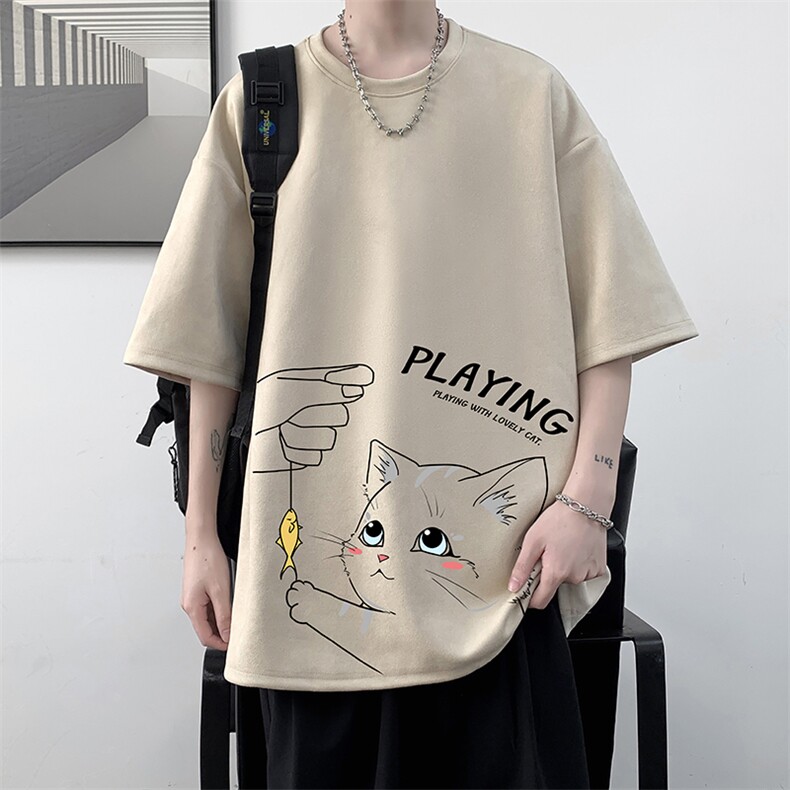 麂皮绒短袖t恤男大码半袖男 JD82129-P25图片