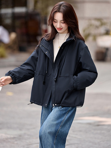 夹棉加厚短外套女2025冬季新款小个子棉衣棉服休闲加绒派克服图片