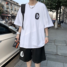 2024夏季港风纯棉运动套装男短袖短裤A161-TZ100-P55，男装休闲套装，电商A161-2