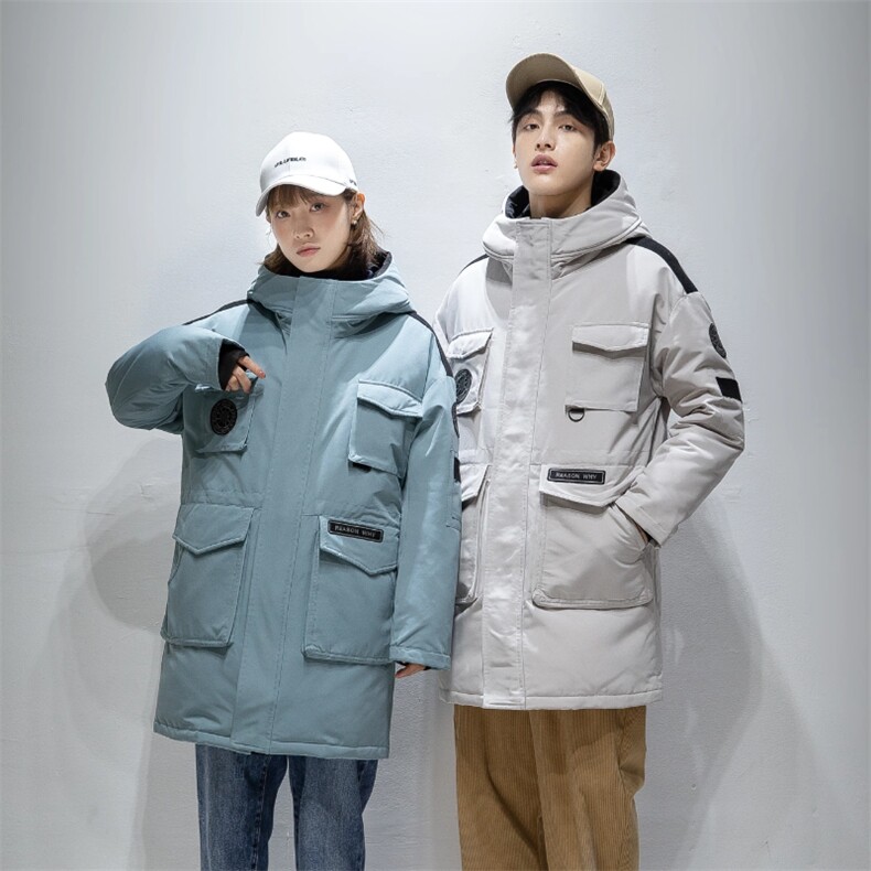 外外贸 团服班服2025秋冬中长款加厚连帽羽绒服保暖外套2201P145图片