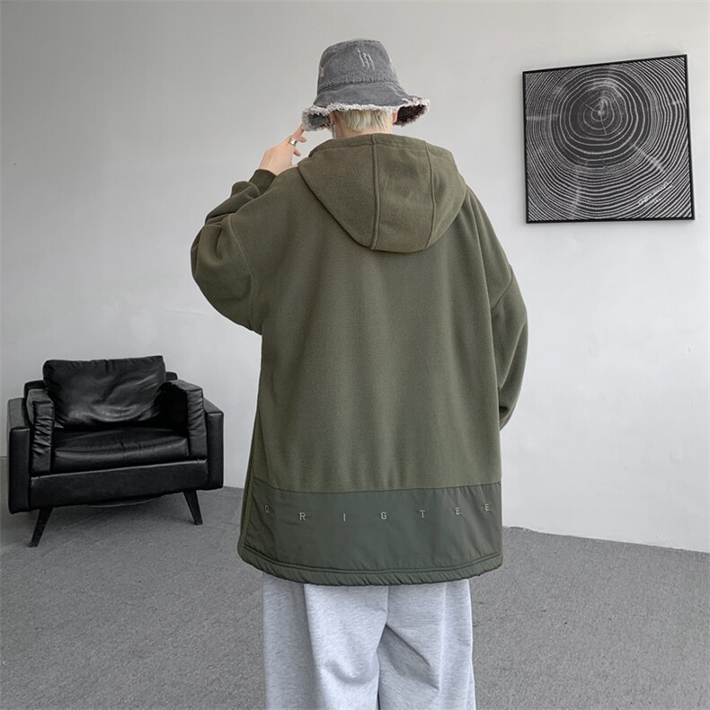 8XL-M大码摇粒绒卫衣套头连帽半拉链宽松美式复古外套WY9103/P68,女装短外套,电商B238
