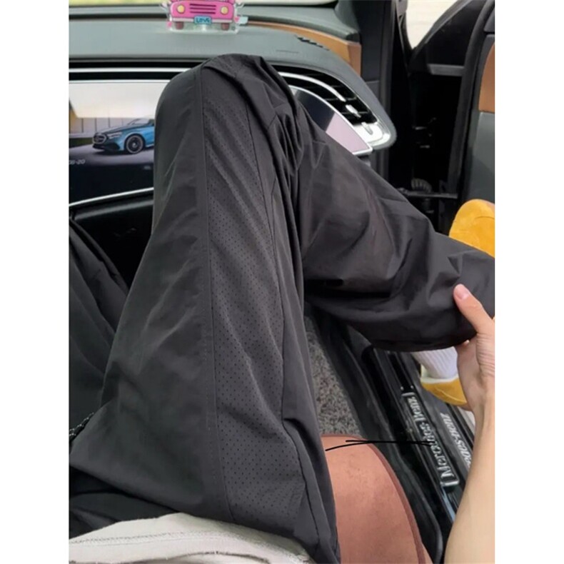 夏季凉感透气速干休闲裤百搭直筒打孔网银拼接冰感长裤子K615,男装休闲裤,星座1116A（原606A-3）