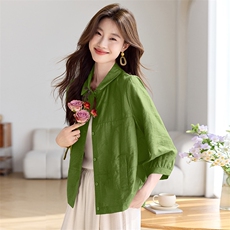 天丝宽松衬衫薄外套女2025夏新款洋气上衣气质小衫七分袖外搭衬衣，女装衬衫，简韵佳