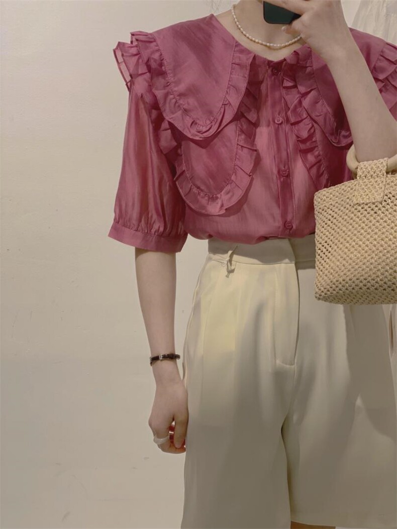 双层领衬衫，女装衬衫，驿谷