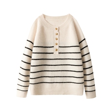 时尚儿童条纹针织开衫简约百搭秋冬保暖舒适柔软，童装毛衣，绒颖羊绒
