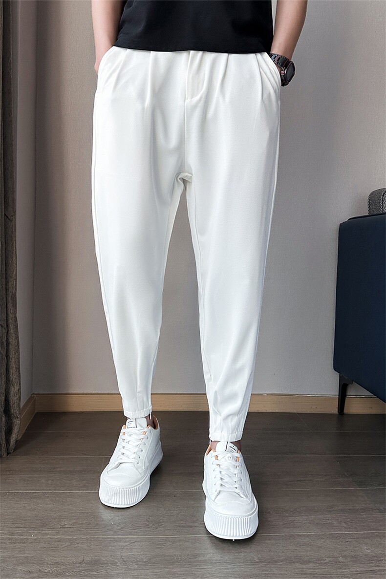 春夏季休闲裤小脚滑爽冰丝裤抖音拉链小西裤A210-K2195-P50,男装西裤,星座210-3
