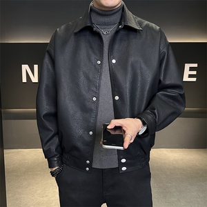 加绒皮衣外套男厚绒可过冬延续年底皮夹克C317-J6671-P155图片