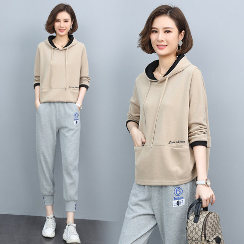 时尚休闲卫衣两件套裤宽松显瘦运动套装女,女装套装/套裙,依恋蒂丝