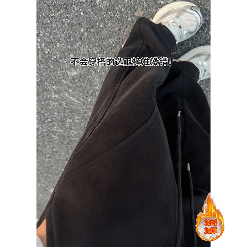 秋冬休闲裤百搭卫裤美式斜切加绒加厚弯刀裤微喇长裤K3669-特P35,男装休闲裤,电商B295