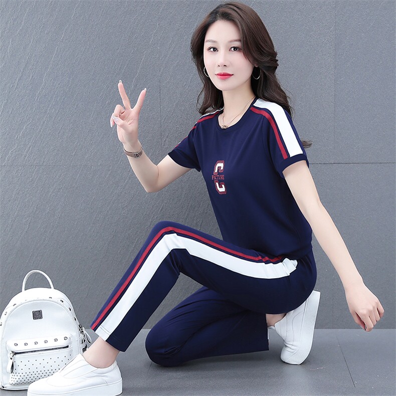 燕颉减龄运动服休闲套装女2023年夏季新款薄款宽松两件套欧货潮牌,女装套装/套裙,燕颉服饰