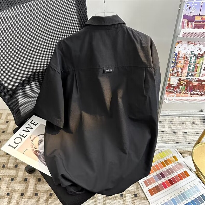 新款日系工装短袖衬衫男夏季大码宽松时尚大口袋休闲半袖衬衣,男装衬衫,星座1013