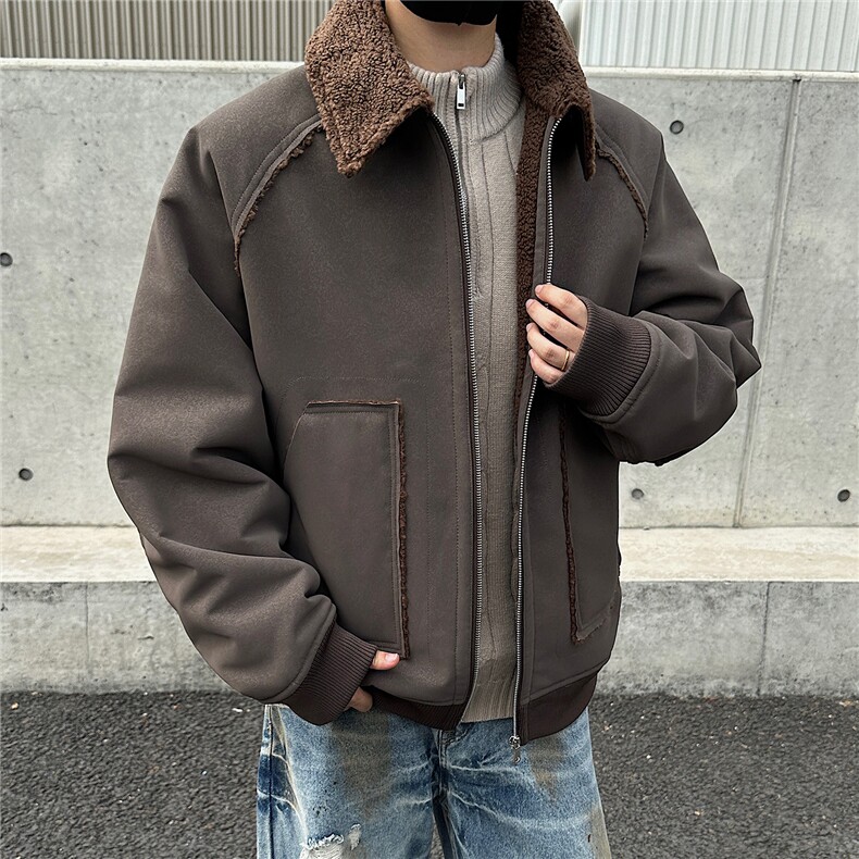 皮毛一体保暖夹克男女同款翻领棉衣外套GS63008,男装夹克,星座1206（原A206）