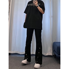 高街美式排扣牛仔裤拉链设计感直筒牛仔裤，男装牛仔裤，星座310A-4