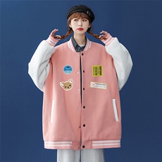 2022春装新款简约字母印花宽松夹克情侣棒球服外套G84P65控78，男装夹克，A247A