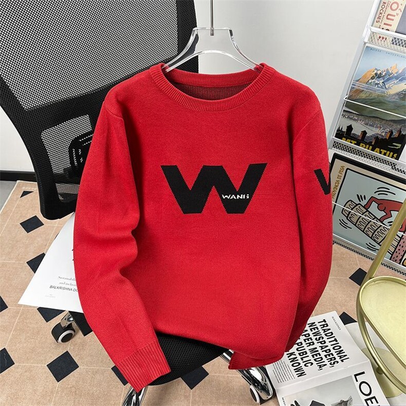 1506-1/M2-W1字母毛衣/P39安克拉红色毛衣男款冬季英本命年打底衫,男装T恤,星座1506-1