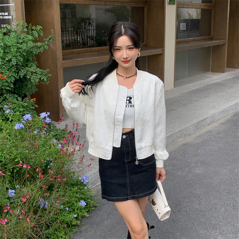 小个子短外套女春秋2024新款时尚拉链气质显瘦百搭长袖夹克上衣,女装短外套,MQ