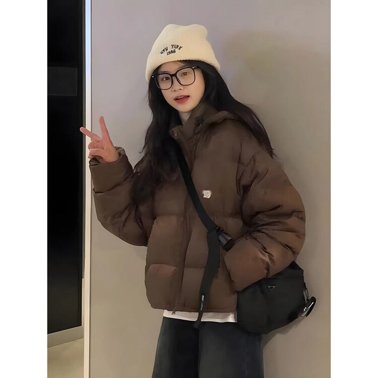 韩系棉服女2025新款冬季短款棉袄学生加厚保暖连帽棉衣外套图片
