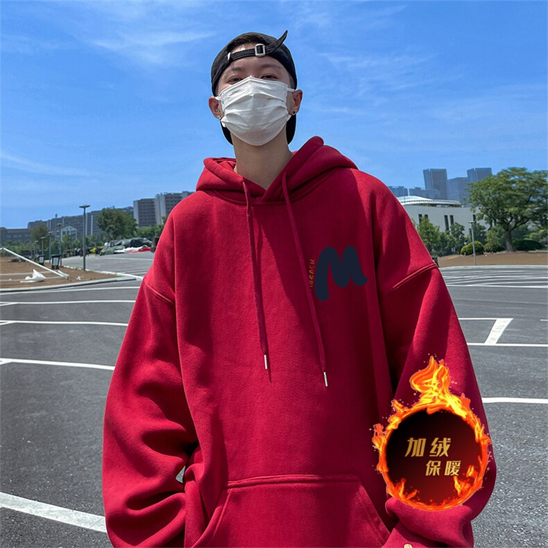数据500克重磅秋冬美式加绒加厚卫衣外套H376常规特P35绒P40,男装卫衣,电商A486