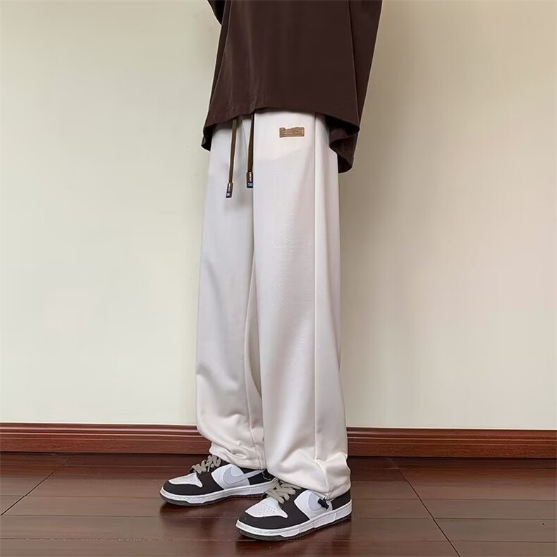 春秋季新款小众百搭休闲阔腿裤纯色直筒宽松运动裤子男K4710-P30,男装休闲裤,星座512-2