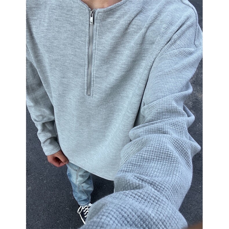 【有货】cleanfit半拉链华夫格卫衣男款圆领长袖t恤W007LL-特P38,男装卫衣,星座1007（原301D）